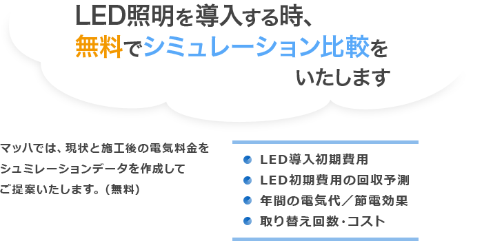 LED照明を導入する時、無料でシュミレーション比較をいたします